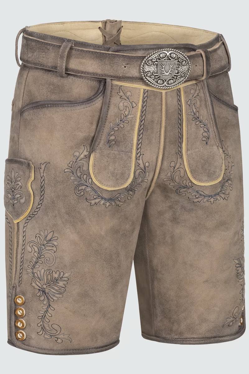 Kruger Men's Lederhosen "Brandon" (light brown) with Belt (56)