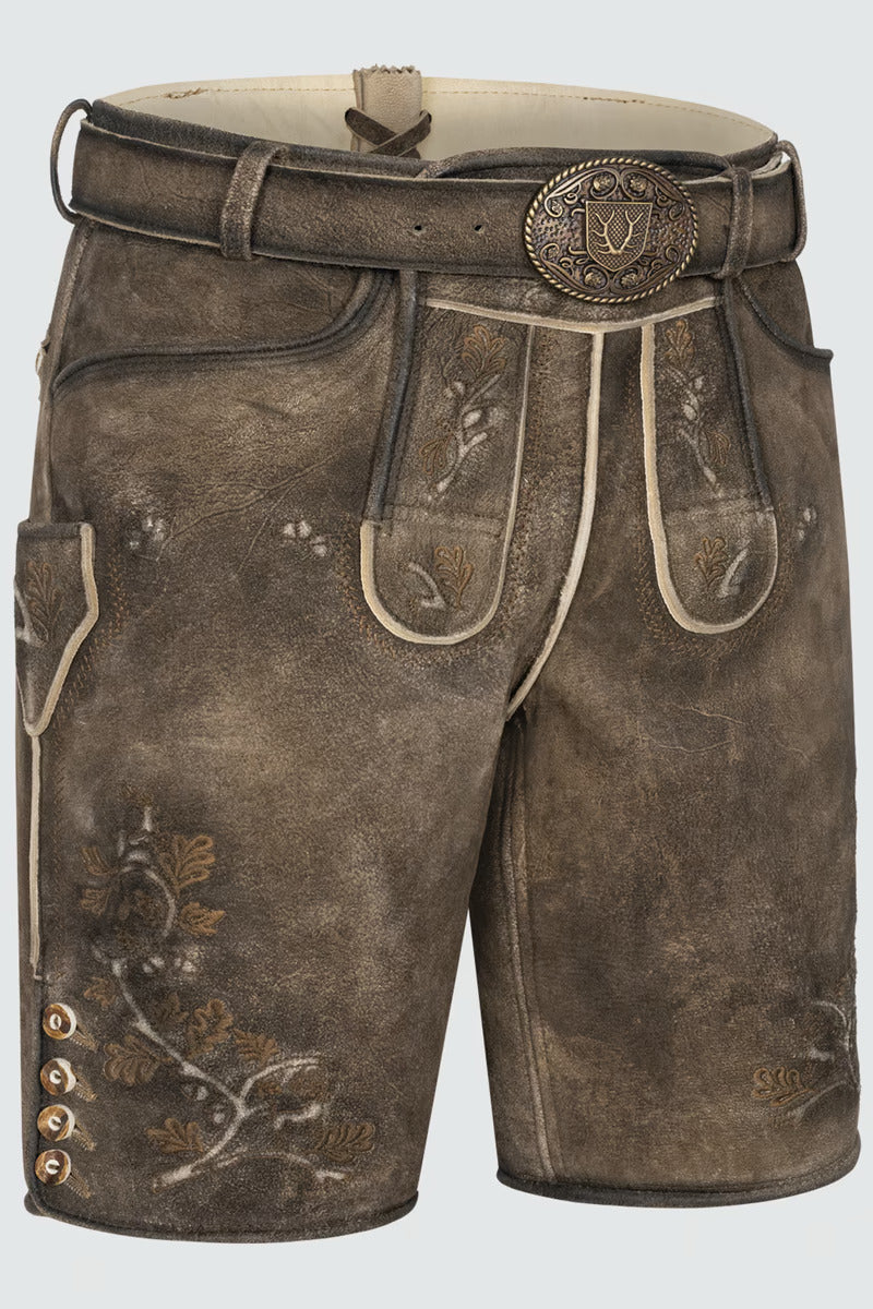 Kruger Men's Lederhosen "Wanja" brown with Belt (52,54,58)