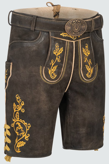 Kruger Men's Lederhosen "Tilo" brown/yellow