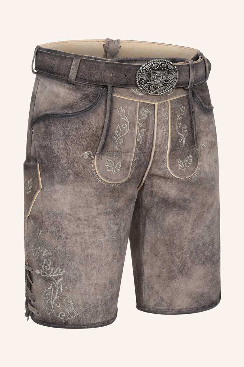 Kruger Men's Lederhosen "Zephar" with belt - Brown