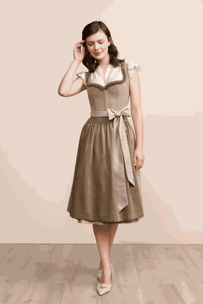Kruger Long Dirndl 2pcs. 70cm "Anica" beige