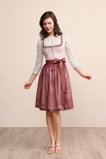 Kruger Midi Dirndl 2pcs. 60cm "Clarice" red (38,46)