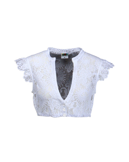 Berwin High-Neck Lace Dirndl Blouse, White