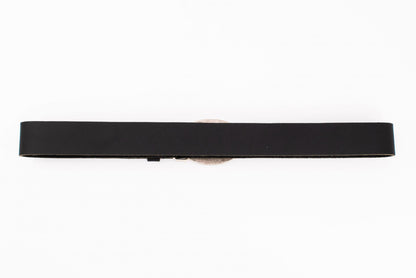 Black Trachten Belt with Deer Buckle and Fur Inlay
