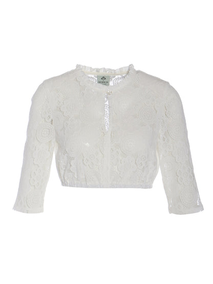 Berwin High-Neck 3/4 Sleeve Lace Dirndl Blouse, Ecru