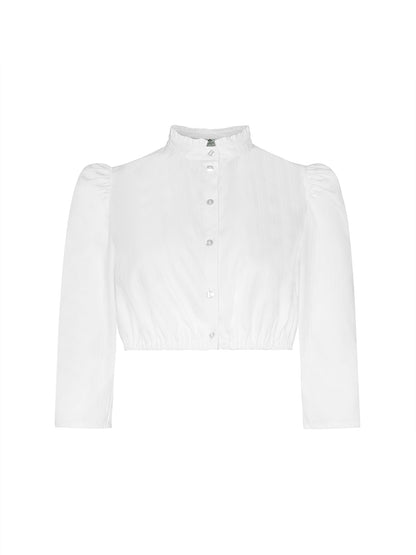 Berwin High-Neck 3/4 Sleeve Dirndl Blouse, White