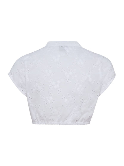 Berwin High-Neck Lace Dirndl Blouse, White