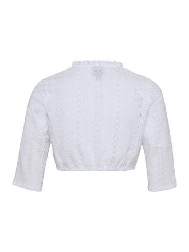 Berwin High-Neck 3/4 Sleeve Lace Dirndl Blouse, White