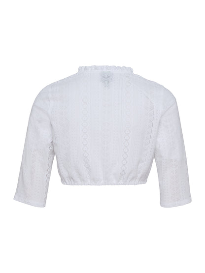 Berwin High-Neck 3/4 Sleeve Lace Dirndl Blouse, White