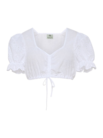 Berwin Puff Sleeve Embroidery Dirndl Blouse, White
