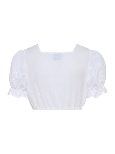 Berwin Puff Sleeve Embroidery Dirndl Blouse, White