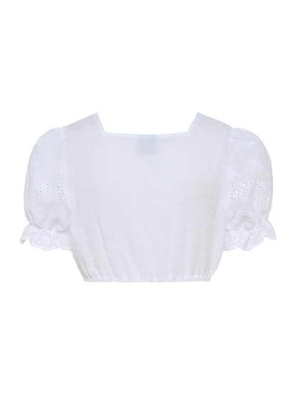 Berwin Puff Sleeve Embroidery Dirndl Blouse, White