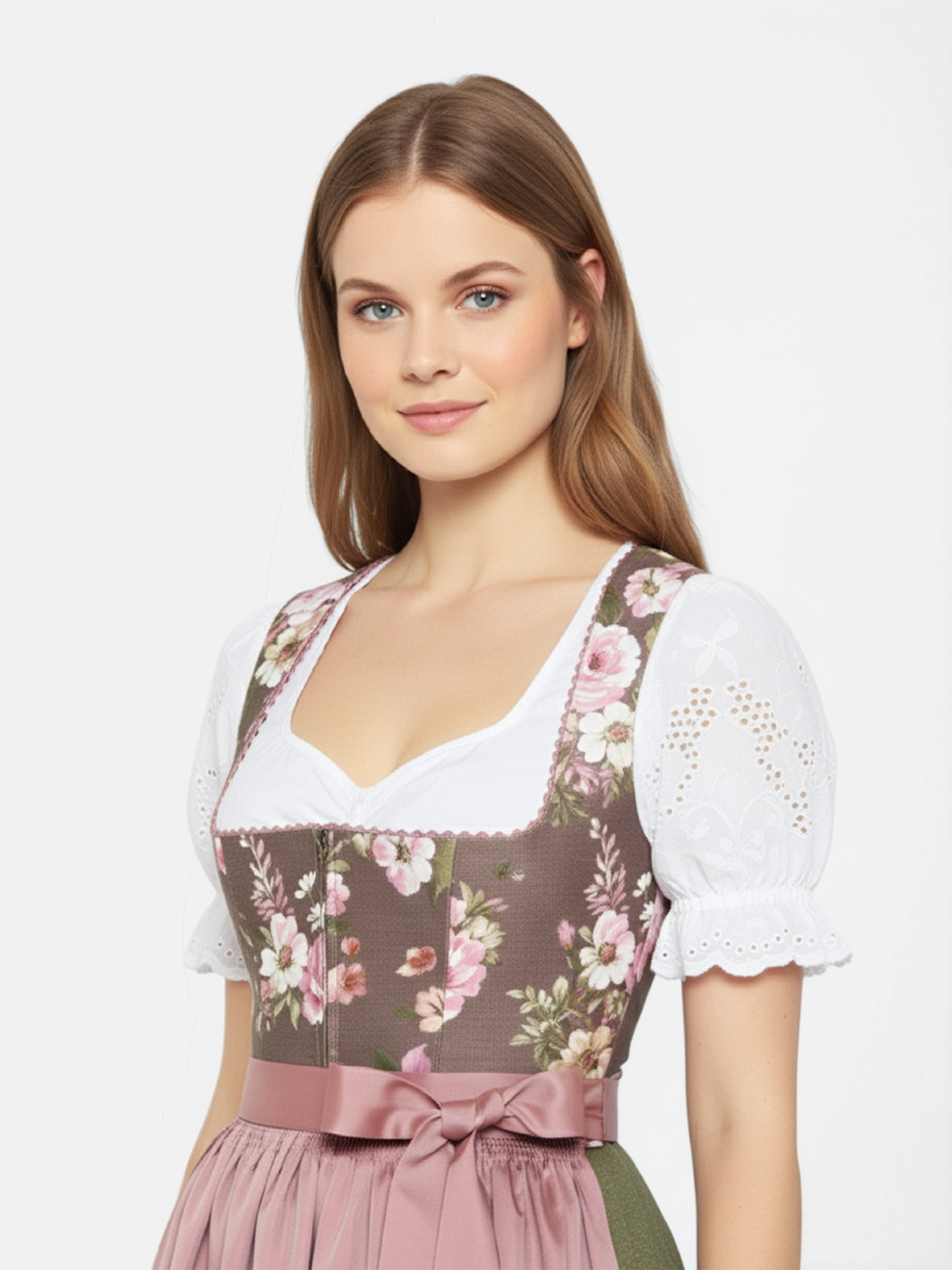 Berwin Puff Sleeve Embroidery Dirndl Blouse, White