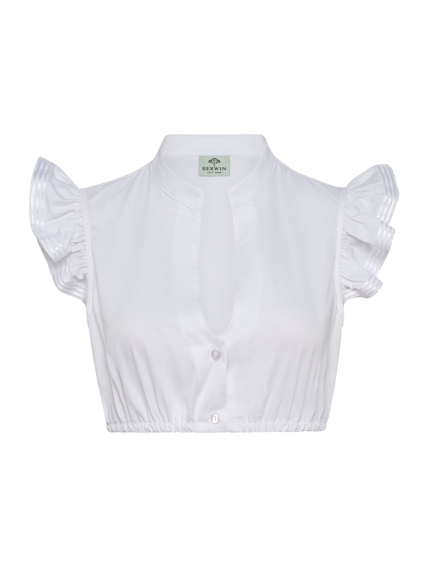 Berwin High-Neck Short Sleeve Dirndl Blouse, White