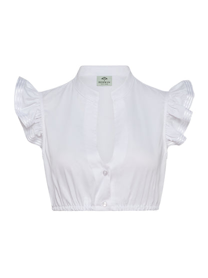 Berwin High-Neck Short Sleeve Dirndl Blouse, White