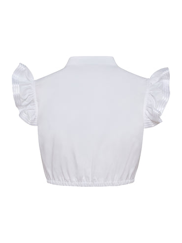 Berwin High-Neck Short Sleeve Dirndl Blouse, White