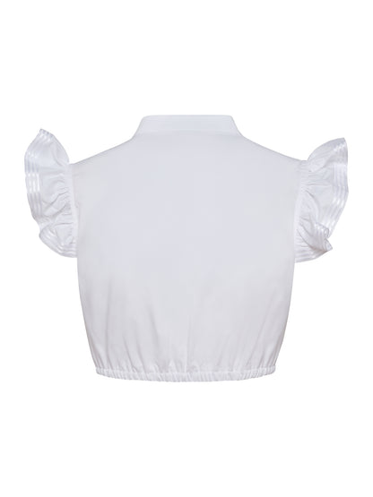 Berwin High-Neck Short Sleeve Dirndl Blouse, White