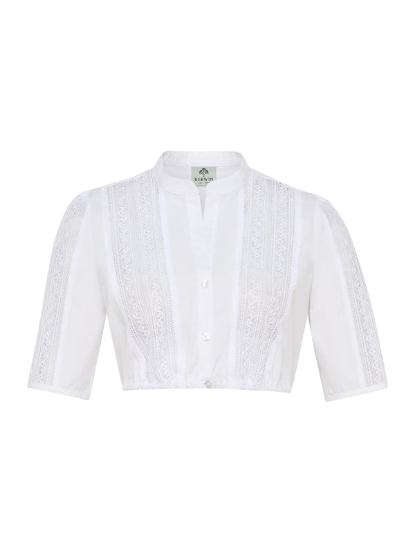 Berwin Lace Trim Dirndl Blouse 3/4 Sleeve "Ines" white