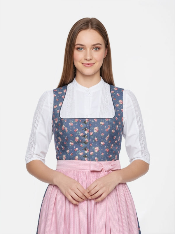 Berwin Lace Trim Dirndl Blouse 3/4 Sleeve "Ines" white