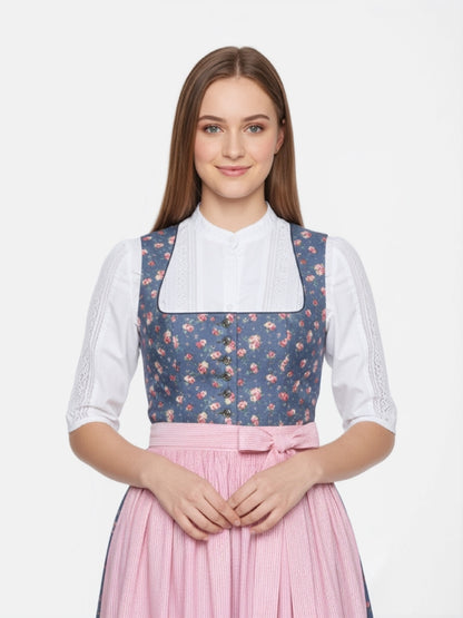 Berwin Lace Trim Dirndl Blouse 3/4 Sleeve "Ines" white
