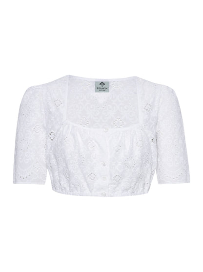 Berwin Square Neck Embroidery Dirndl Blouse "Vera" white
