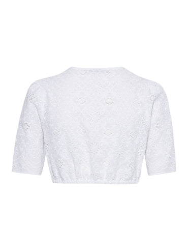 Berwin Square Neck Embroidery Dirndl Blouse "Vera" white