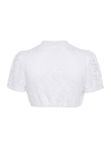 Berwin High-Neck Lace Dirndl Blouse, Ecru