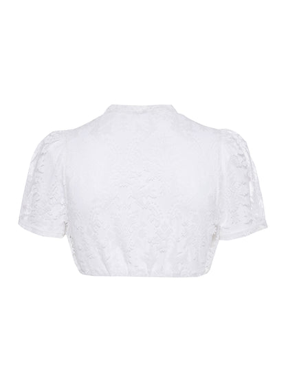 Berwin High-Neck Lace Dirndl Blouse, Ecru