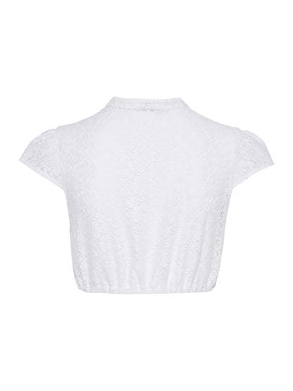 Berwin High-Neck V-Neck Lace Dirndl Blouse, Ecru