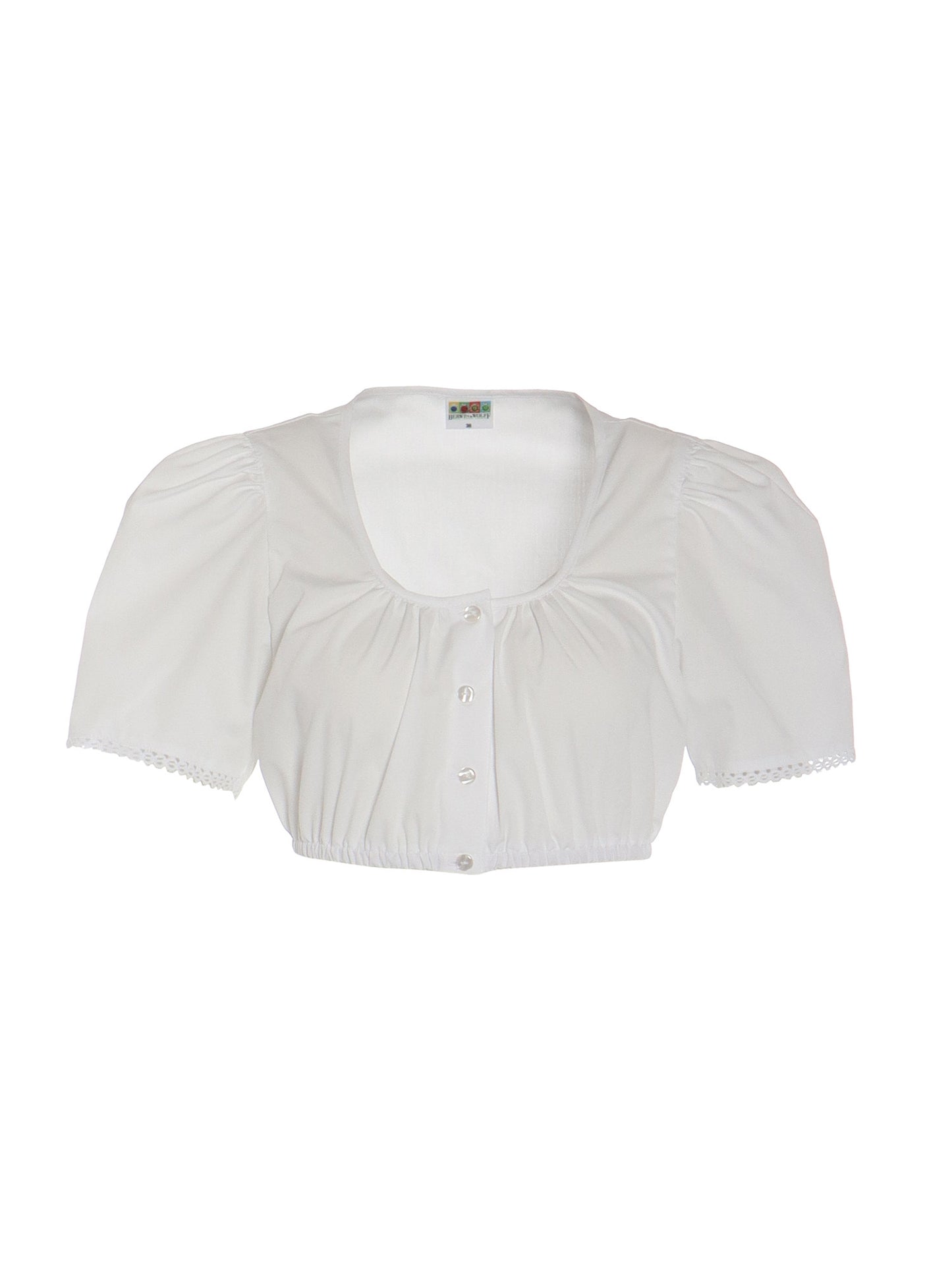 Berwin Puff Sleeve Lace Dirndl Blouse, White