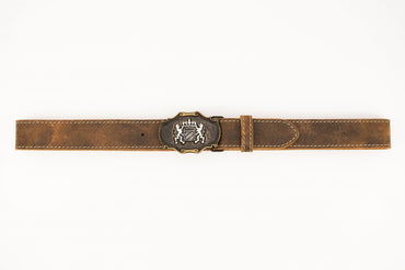 Brown Trachten Belt with "Free State of Bavaria" Buckle