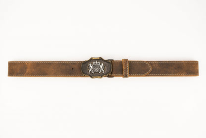 Brown Trachten Belt with "Free State of Bavaria" Buckle