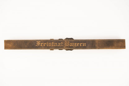 Brown Trachten Belt with "Free State of Bavaria" Buckle