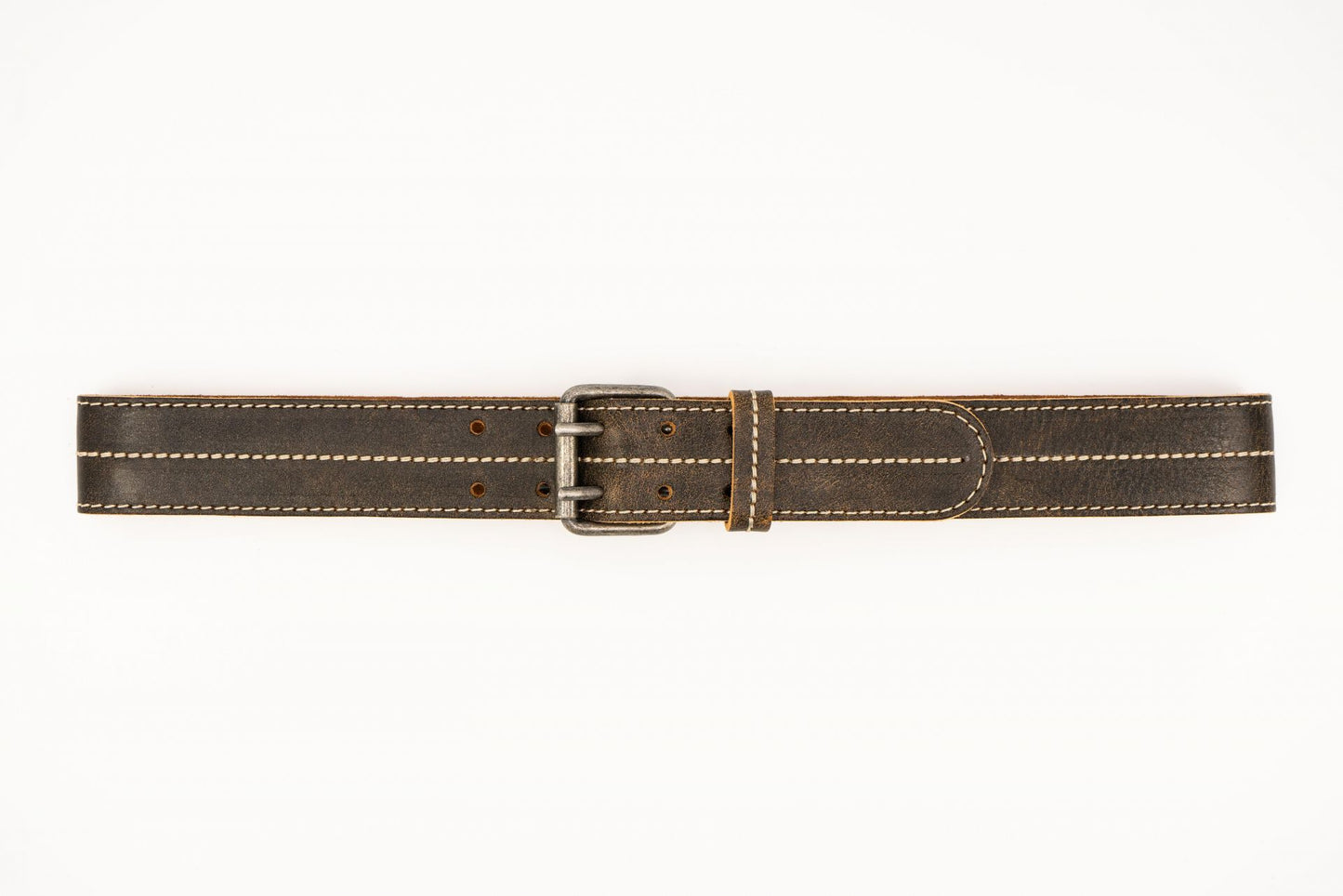 Brown Trachten Belt with Double Prong Buckle
