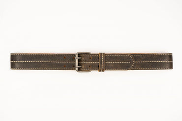 Brown Trachten Belt with Double Prong Buckle
