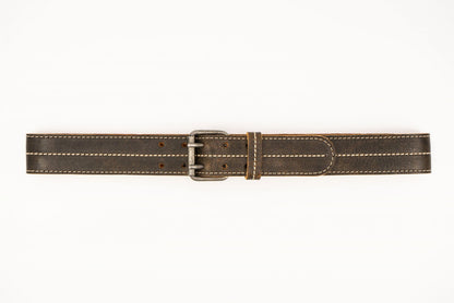 Brown Trachten Belt with Double Prong Buckle