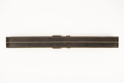 Brown Trachten Belt with Double Prong Buckle