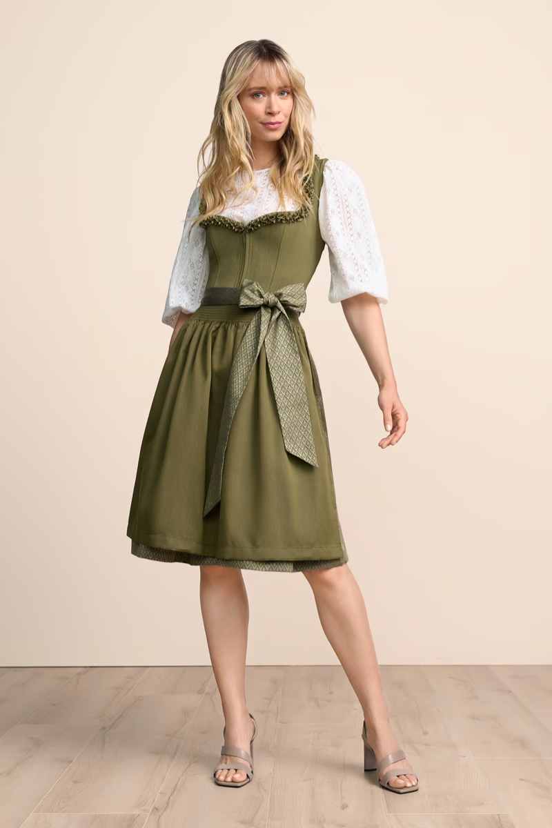 Kruger Midi Dirndl 2pcs. 60cm "Anica" olive (40)
