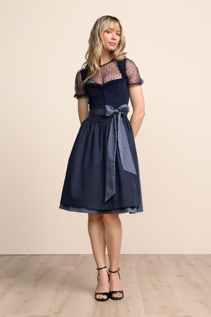 Kruger Midi Dirndl 2pcs. 60cm "Anica" blue (36,40)