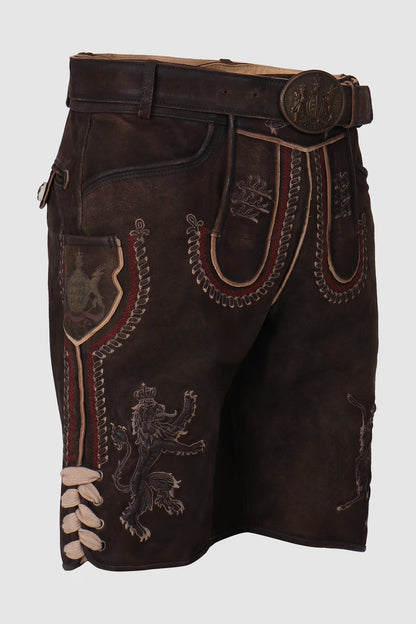 Kruger Men's Lederhosen "fearless" with belt dark brown (size 58)