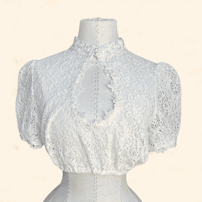 Kruger Collection Dirndl Blouse "1027" in ecru color, size 38, made of 100% cotton lace fabric.