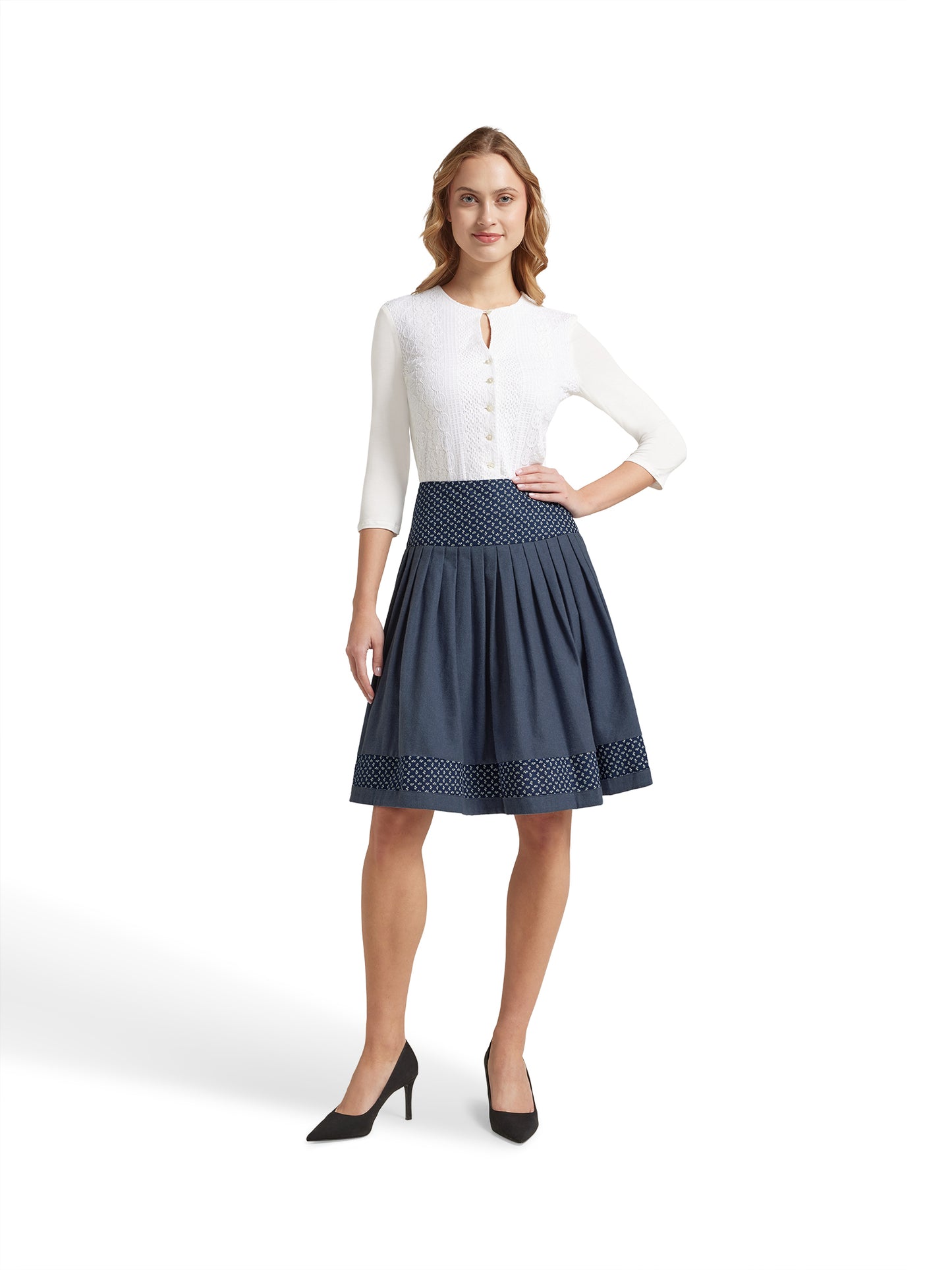 Berwin Traditional Skirt, Navy — 58cm