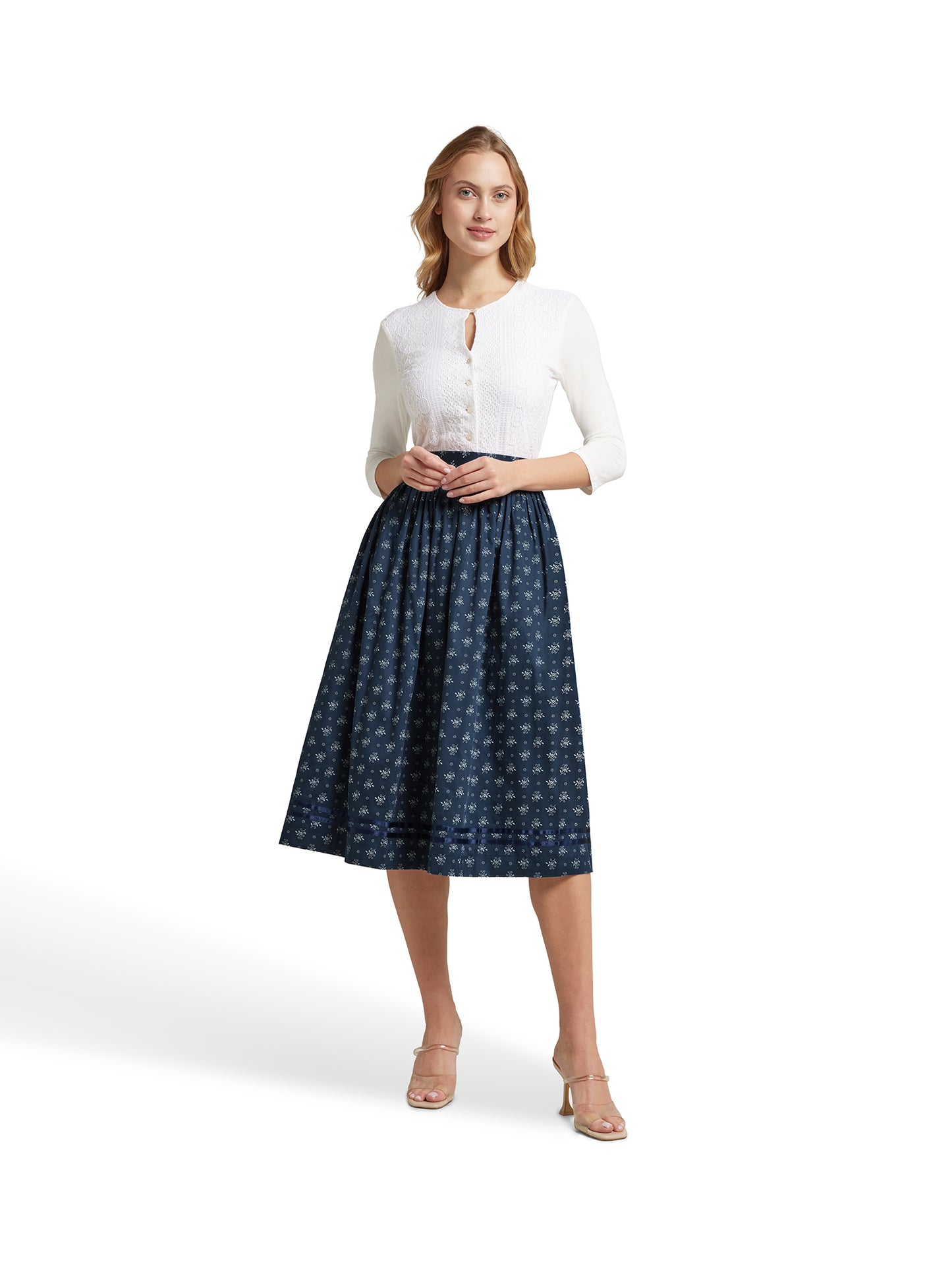 Berwin Traditional Skirt, Navy — 75cm