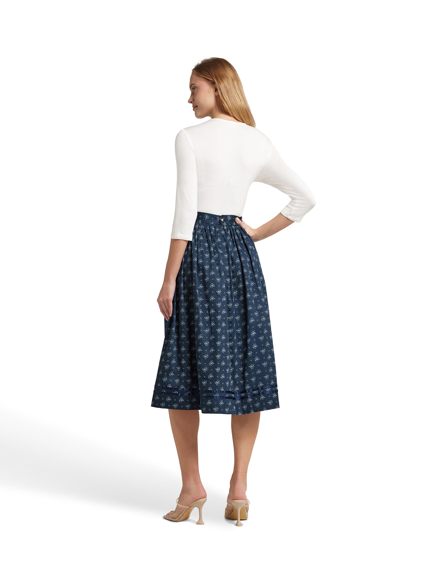 Berwin Traditional Skirt, Navy — 75cm