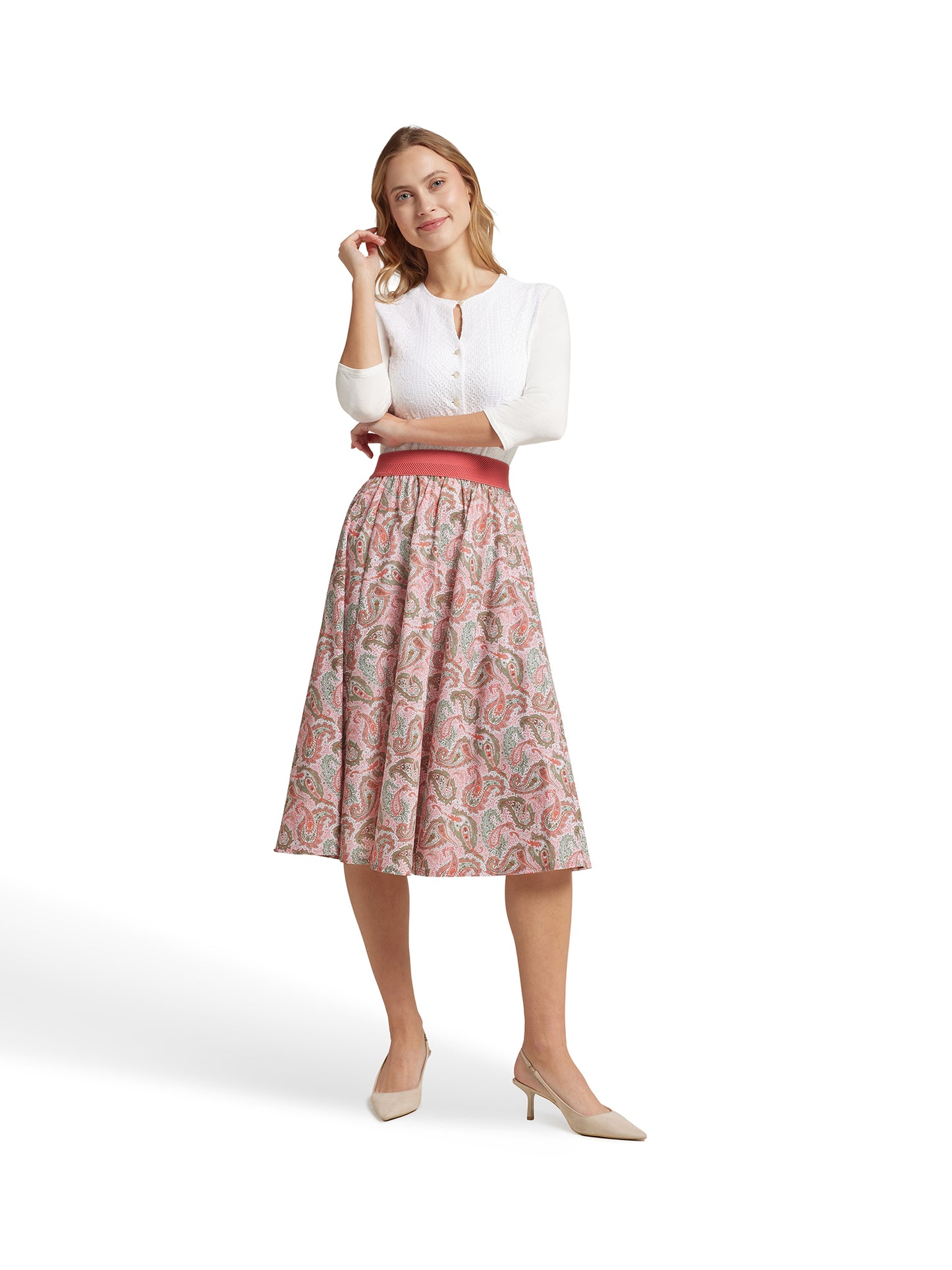 Berwin Traditional Skirt, Coral — 70cm