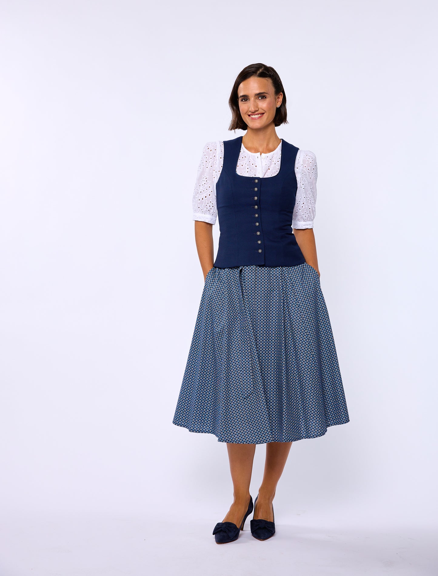 Berwin Traditional Skirt, Navy — 70cm