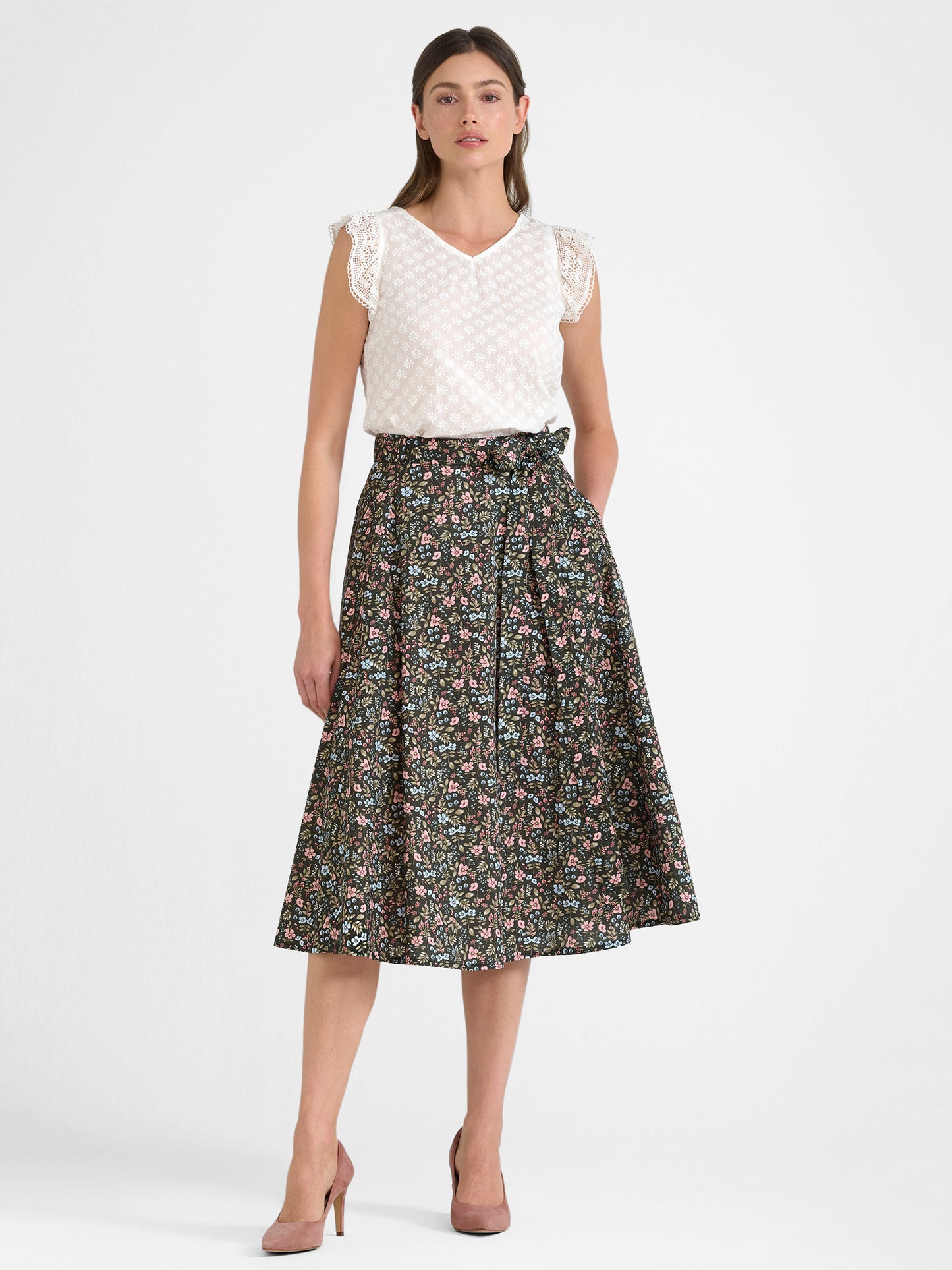 Berwin Traditional Skirt, Olive Green — 75cm
