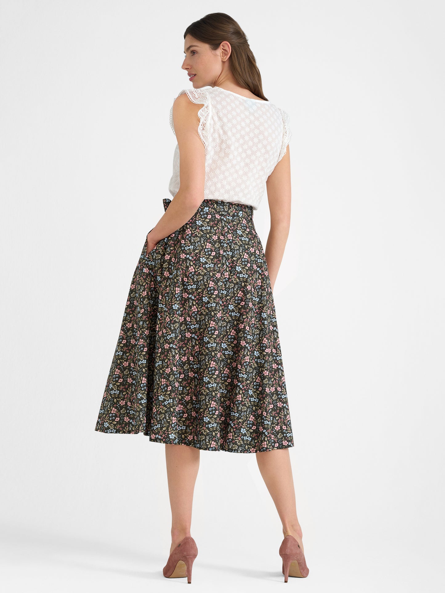 Berwin Traditional Skirt, Olive Green — 75cm