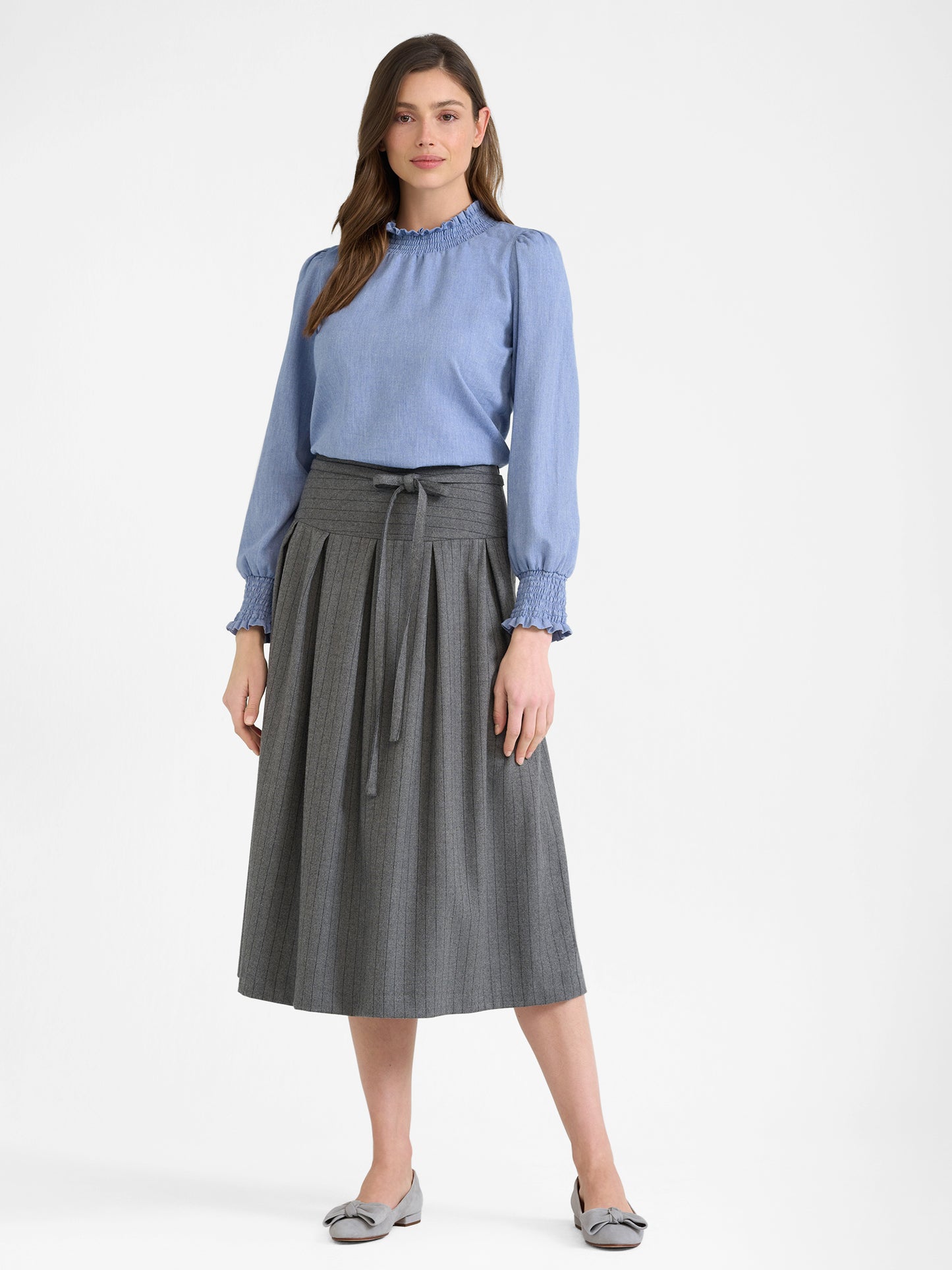 Berwin Traditional Skirt, Medium Grey — 85cm