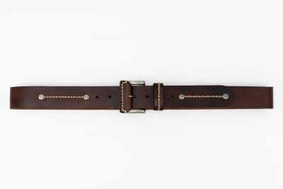 Reddish-Brown Trachten Belt with Decorative Stitching